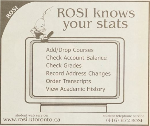 ROSI advertisement featured in the September 8th 1999 edition of The Underground. 