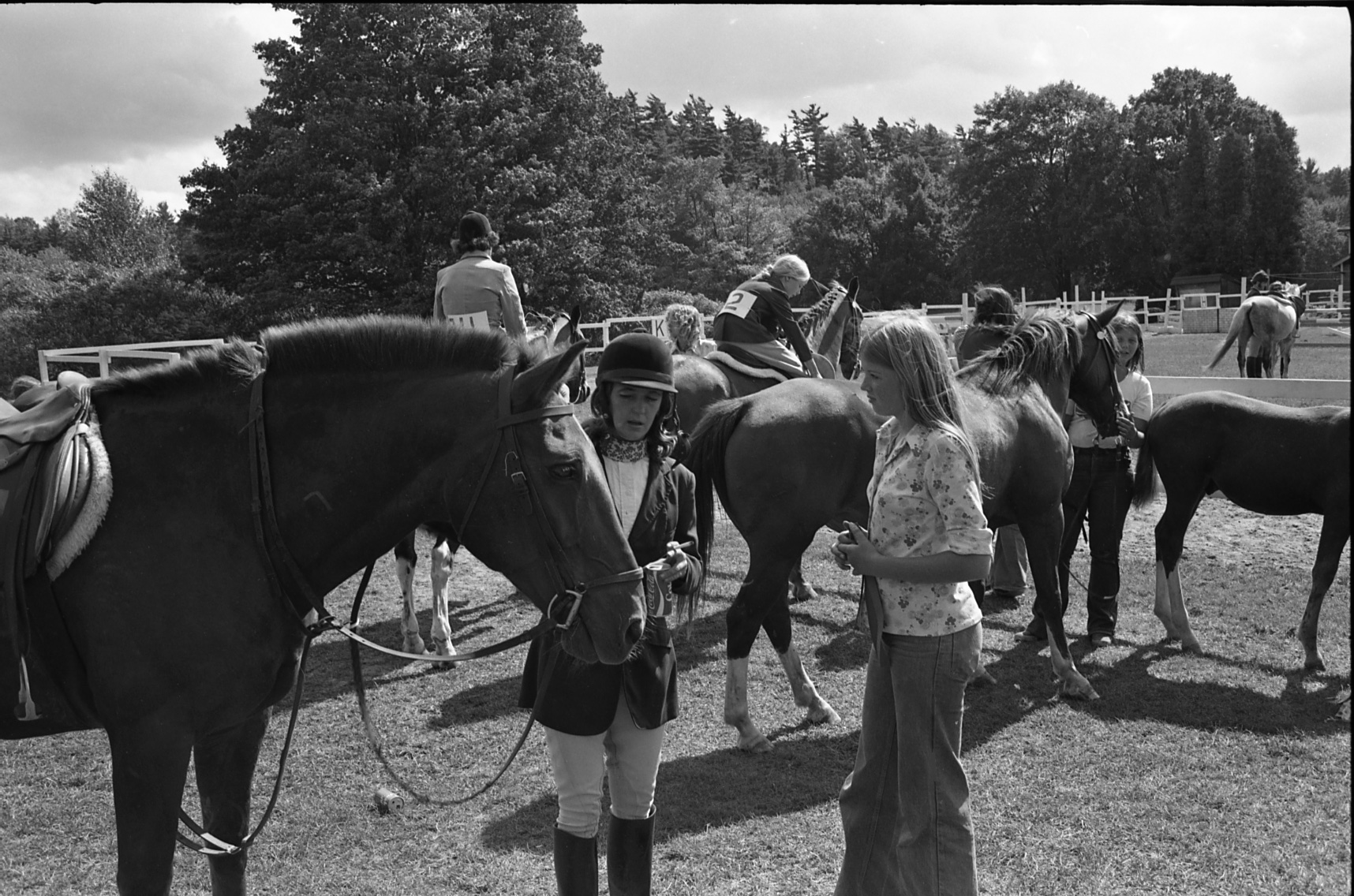 Rider and Attendee Speaking at Horse Show